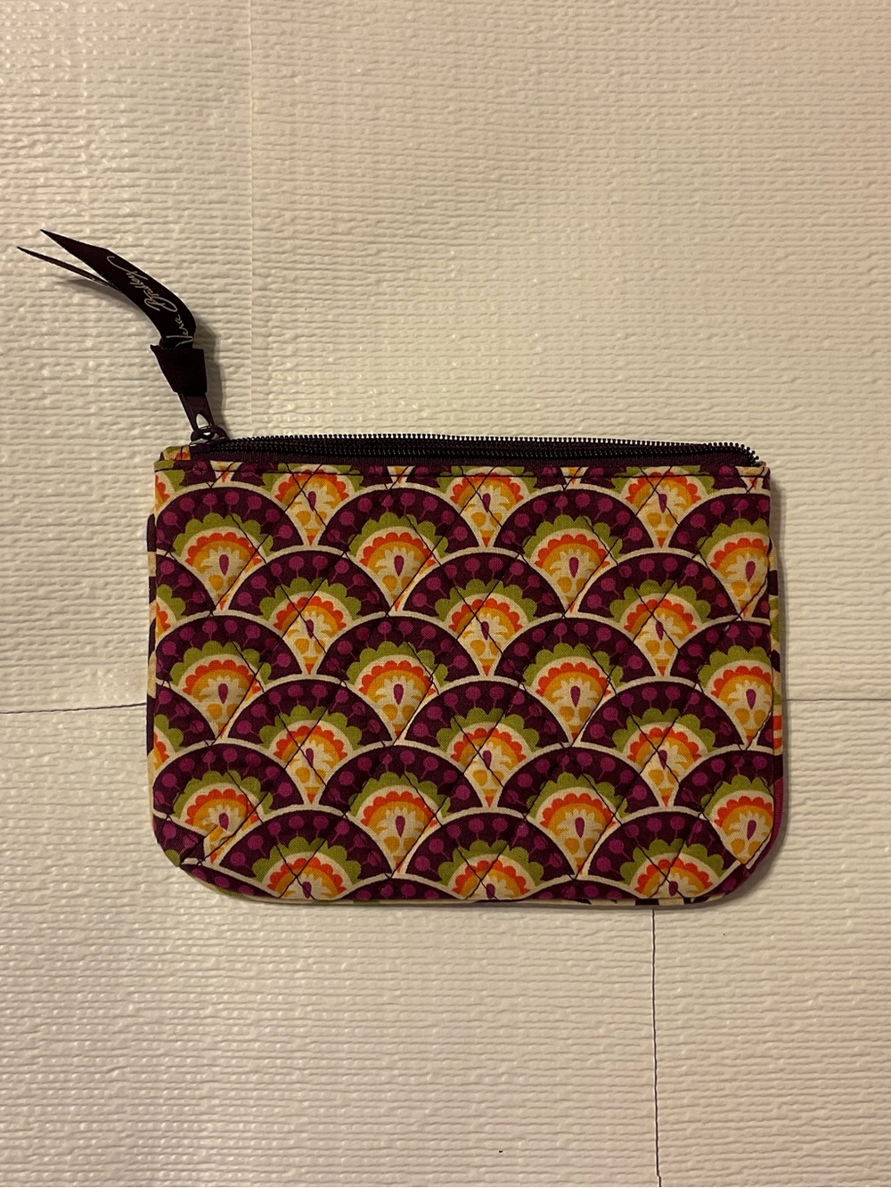 Vera Bradley Quilted Zip Pouch in Purple Floral Fan Print